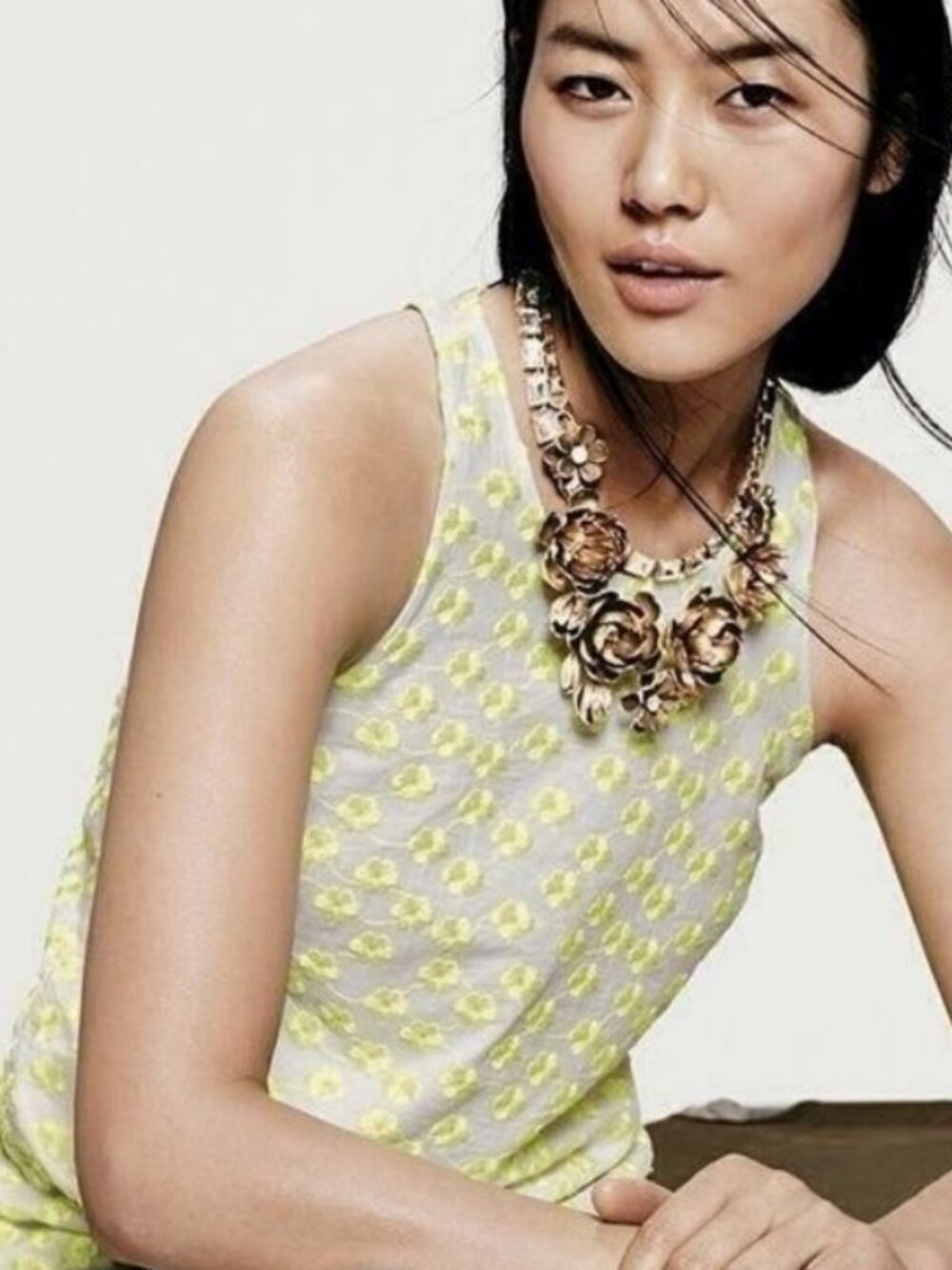 J Crew Classic Cotton Sleeveless Embroidered Floral Racer Keyhole Tank/Blouse